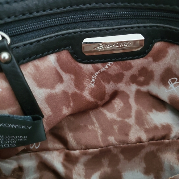 B. Makowsky Black Suede Leather Crossbody Bag - Picture 6 of 8